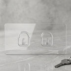 Transparent Double Hook Self Adhesive Wall Sticker (1 Pc)