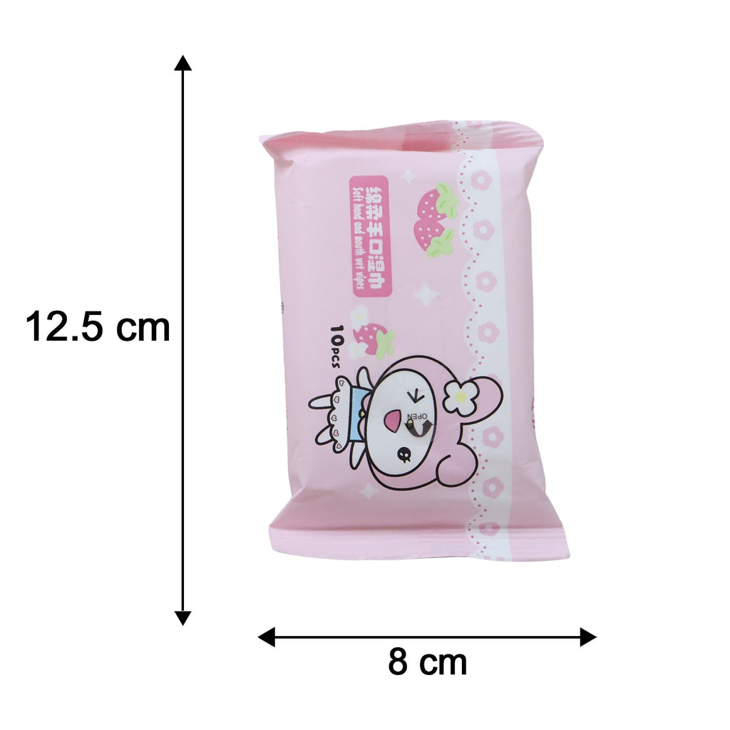 Cartoon Printed Soft Wet Wipes Pack 10 Pc (1 Pack x 10 Pc)