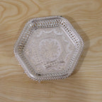 Decorative Silver Serving Tray  Traditional Embossed Floral Design