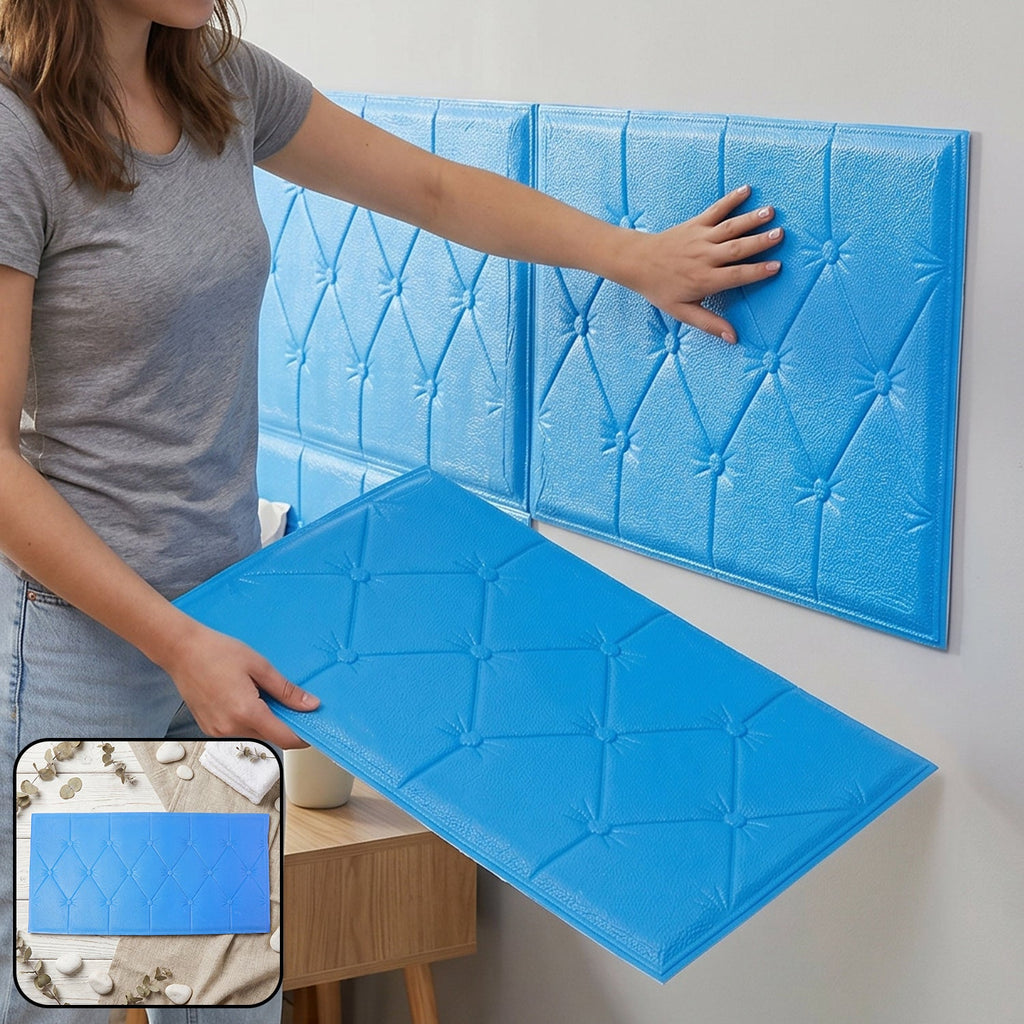 self adhesive 3d foam wall panel blue
